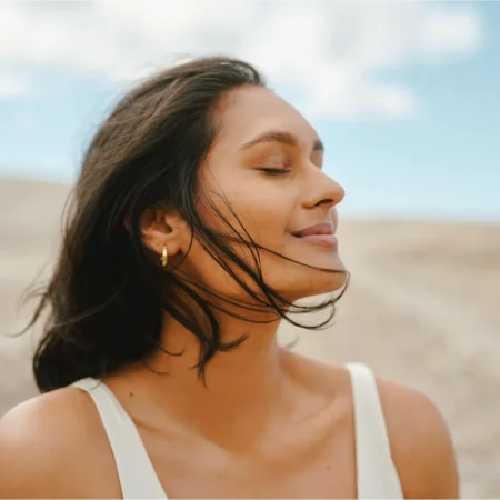 woman peaceful outside right